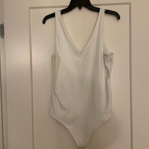 Abercrombie double lined white v neck bodysuit
